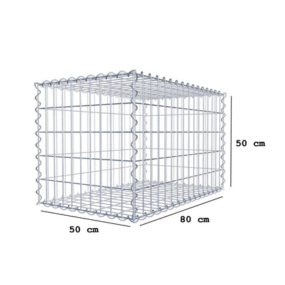 Gabion 80 cm x 50 cm x 50 cm (L x H x D), maskestørrelse 5 cm x 10 cm, spiral