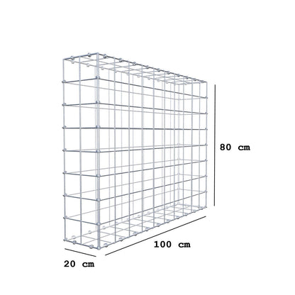 Gabione 100 cm x 80 cm x 20 cm (L x H x T), Maschenweite 10 x 10 cm, Spiralring