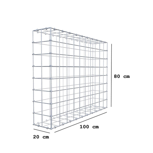 Gabione 100 cm x 80 cm x 20 cm (L x H x T), Maschenweite 10 x 10 cm, Spiralring