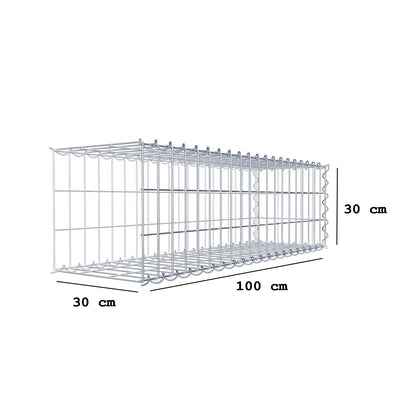 Gabião tipo 2 100 cm x 30 cm x 30 cm (C x A x P), malhagem 5 cm x 10 cm, espiral