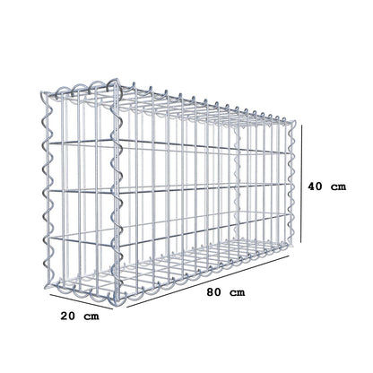 Gabion 80 cm x 40 cm x 20 cm (L x H x D), maskestørrelse 5 cm x 10 cm, spiral