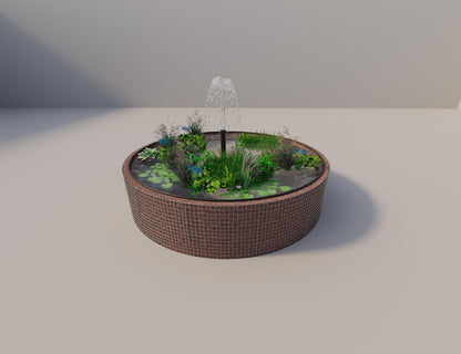 Estanque elevado de gaviones redondo, diámetro exterior 352 cm, altura 80 cm, luz de malla 5 x 5 cm, espesor de pared 15 cm