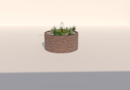 Schanskorven verhoogde vijver, rond, buitendiameter 172 cm, hoogte 80 cm, maaswijdte 5 x 5 cm, wanddikte 15 cm