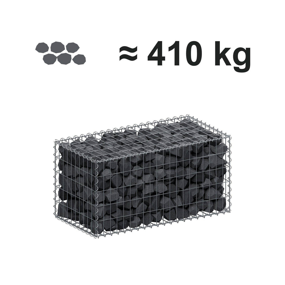 Gabione 100 cm x 50 cm x 50 cm (L x H x T), Maschenweite 5 cm x 10 cm, Spirale