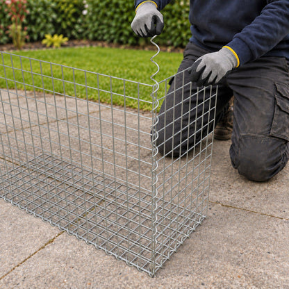 Gabion 100 cm x 70 cm x 40 cm (L x H x D), maskestørrelse 5 cm x 5 cm, spiral