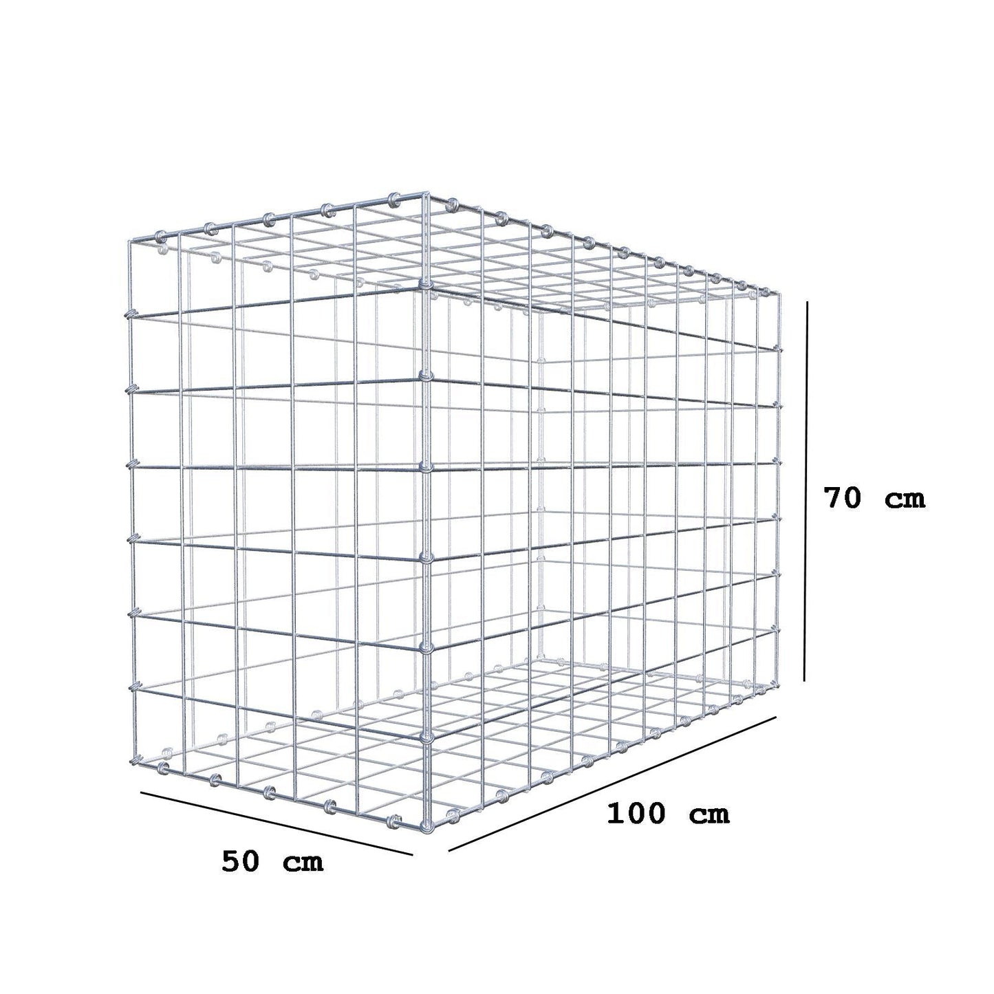 Gabion 100 cm x 70 cm x 50 cm (L x H x D), mesh size 10 x 10 cm, spiral ring