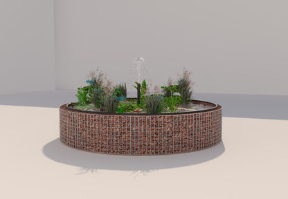 Gabbione per laghetti rialzati rotondo, diametro esterno 262 cm, altezza 50 cm, maglia 5 x 5 cm, spessore parete 15 cm