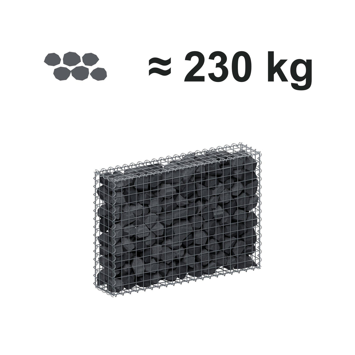 Gabione 100 cm x 70 cm x 20 cm (L x H x T), Maschenweite 5 cm x 5 cm, Spirale
