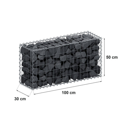 Gabion 100 cm x 50 cm x 30 cm (L x H x D), mesh size 5 cm x 10 cm, spiral