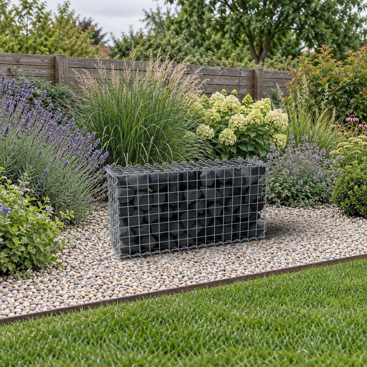 Gabione 80 cm x 40 cm x 20 cm (L x H x T), Maschenweite 5 cm x 5 cm, Spirale