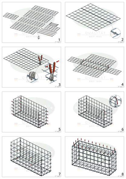 Gabion 100 cm x 20 cm x 40 cm (L x H x D), mesh size 10 cm x 10 cm, C-ring