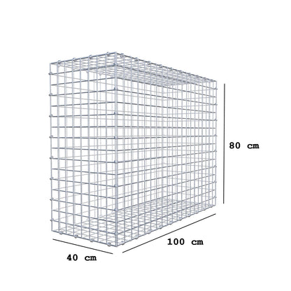 Gabião 100 cm x 80 cm x 40 cm (C x A x P), malhagem 5 x 5 cm, anel espiral