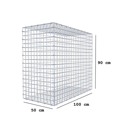 Gabbione 100 cm x 90 cm x 50 cm (L x H x P), maglia 5 x 5 cm, anello a spirale