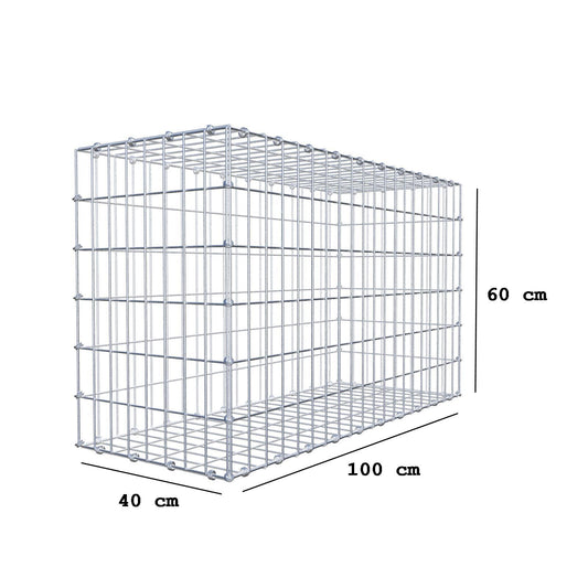 Gabião 100 cm x 60 cm x 40 cm (C x A x P), malhagem 5 x 10 cm, anel espiral