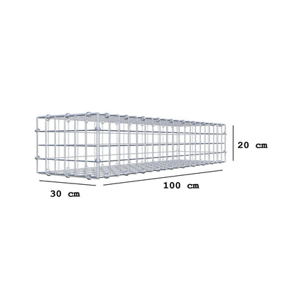 Gabion 100 cm x 20 cm x 30 cm (L x H x D), maskestørrelse 5 x 5 cm, spiralring