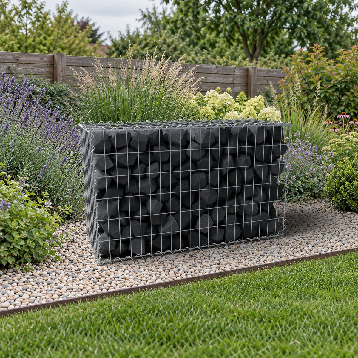 Gabion 100 cm x 60 cm x 40 cm (L x H x D), maskestørrelse 5 cm x 10 cm, spiral