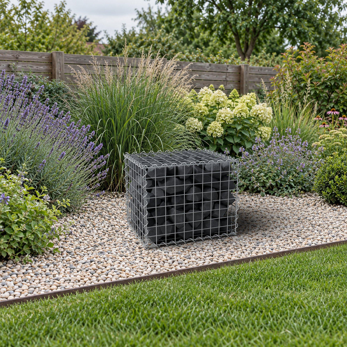 Gabion 50 cm x 40 cm x 40 cm (L x H x P), mailles 5 cm x 5 cm, spirale