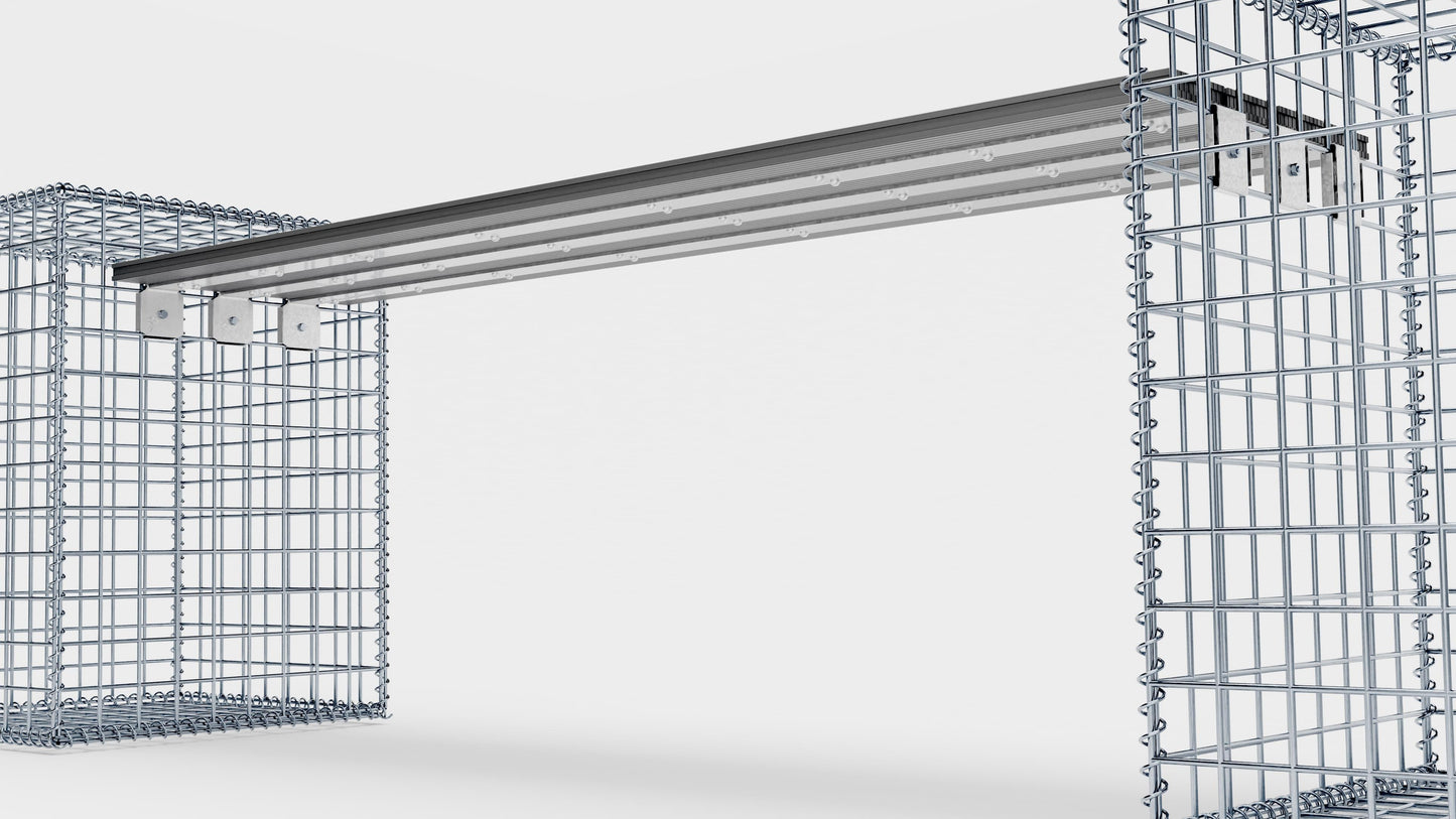 Banco de gaviones con 2 gaviones en espiral, 205 cm de largo x 60 cm de alto x 40 cm de profundidad, galvanizados, MW 5 x 5 cm, con encimera reciclada en antracita