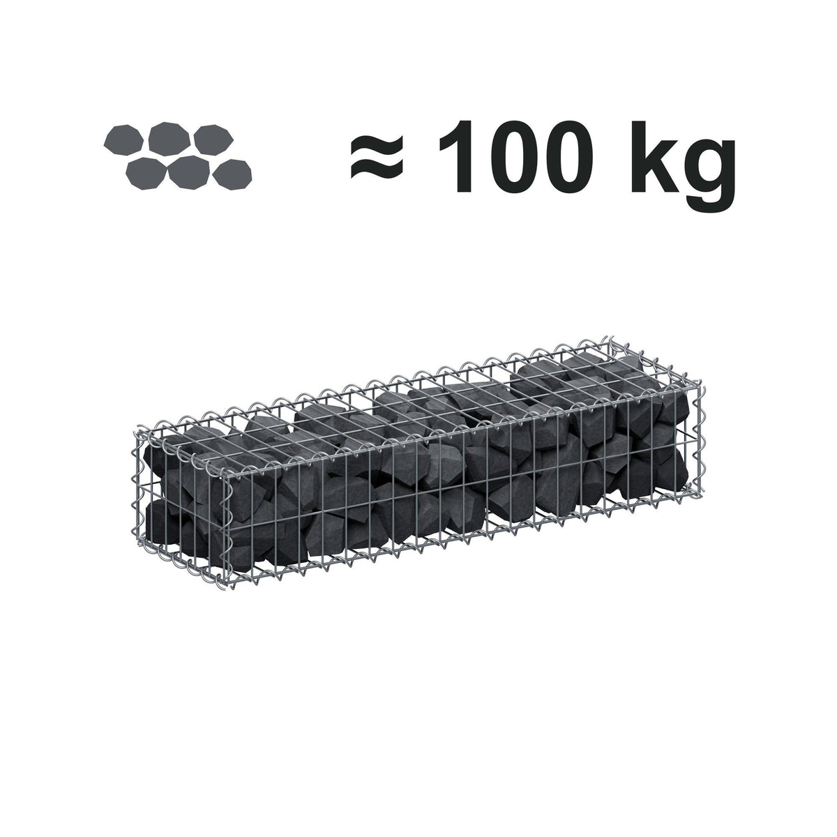 Schanskorf 100 cm x 20 cm x 30 cm (L x H x D), maaswijdte 5 cm x 10 cm, spiraalvormig