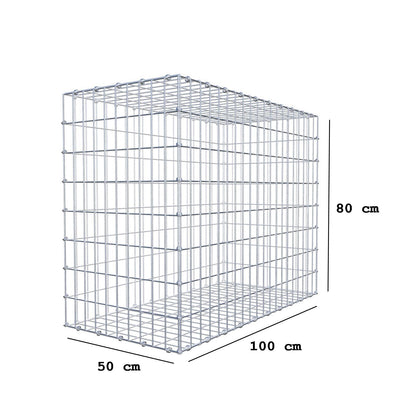 Gabione 100 cm x 80 cm x 50 cm (L x H x T), Maschenweite 5 x 10 cm, Spiralring