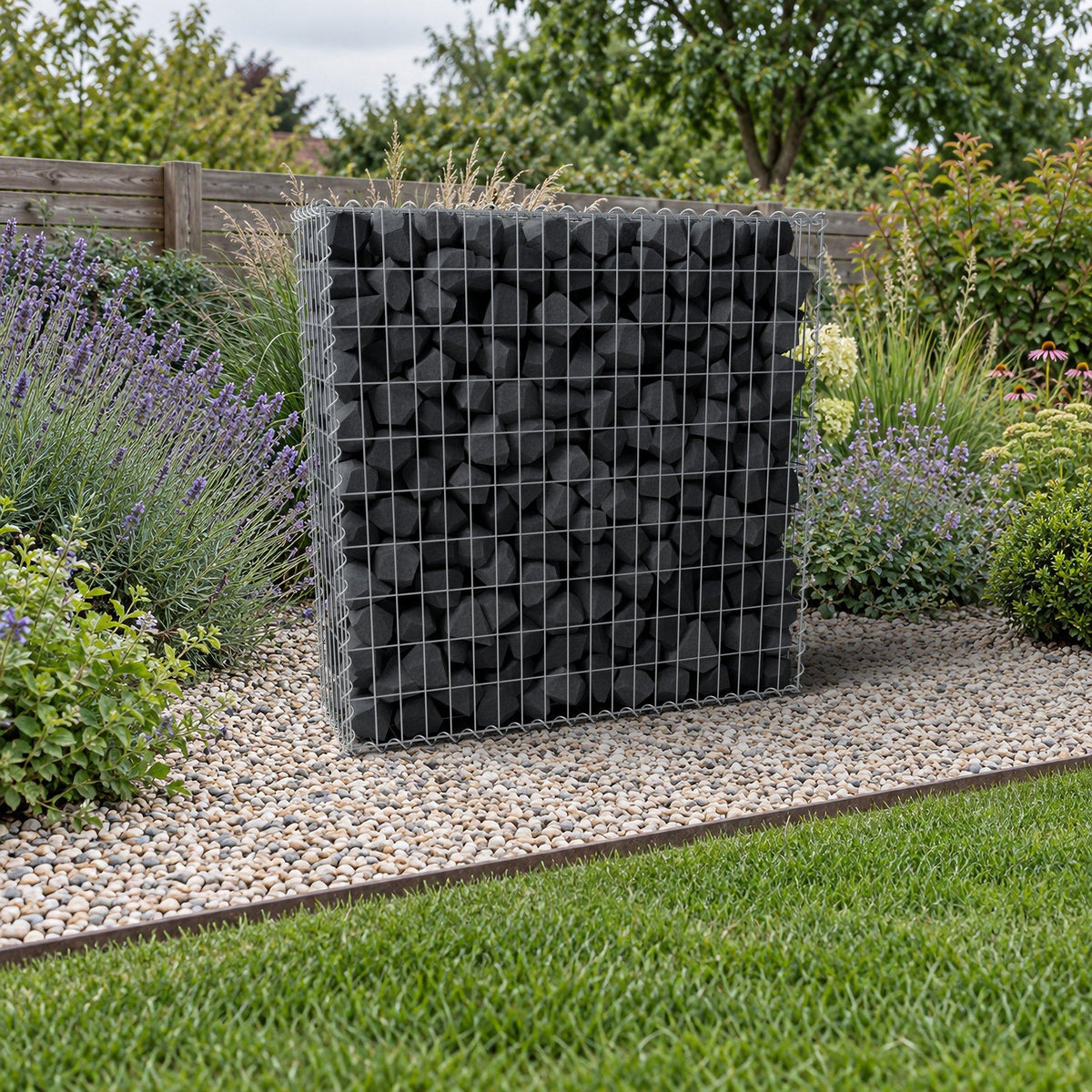 Gabion 100 cm x 100 cm x 30 cm (L x H x D), maskestørrelse 5 cm x 10 cm, spiral