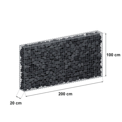 Gabion 200 cm x 100 cm x 20 cm (L x H x P), mailles 5 cm x 5 cm, spirale