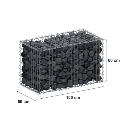 Gabion 100 cm x 60 cm x 50 cm (L x H x D), maskestørrelse 5 cm x 10 cm, spiral