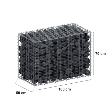 Gabbione 100 cm x 70 cm x 50 cm (L x H x P), maglia 5 cm x 5 cm, spirale