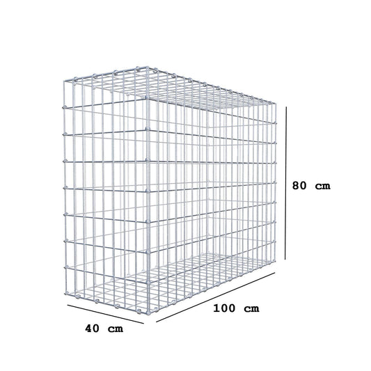 Gabião 100 cm x 80 cm x 40 cm (C x A x P), malhagem 5 x 10 cm, anel espiral