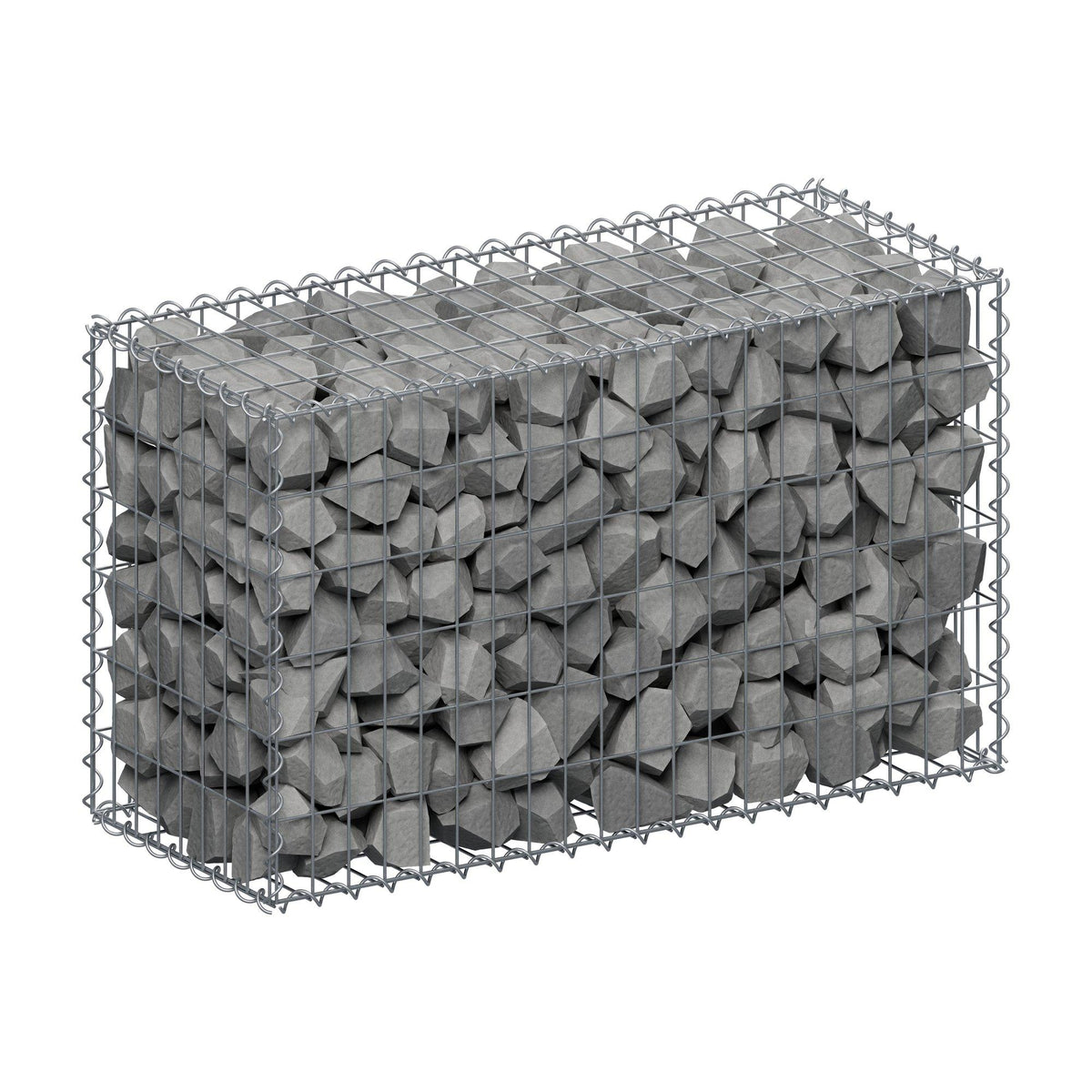 Gabion 100 cm x 60 cm x 40 cm (L x H x D), maskestørrelse 5 cm x 10 cm, spiral