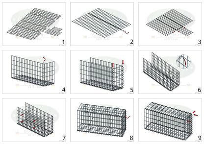 Gabião tipo 2 100 cm x 60 cm x 40 cm (C x A x P), malhagem 5 cm x 10 cm, espiral