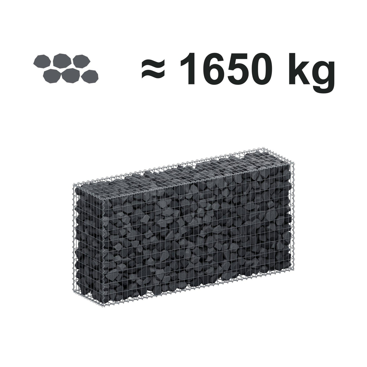 Gabbione 200 cm x 100 cm x 50 cm (L x H x P), maglia 5 cm x 10 cm, spirale