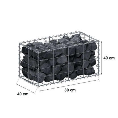 Schanskorf 80 cm x 40 cm x 40 cm (L x H x D), maaswijdte 10 cm x 10 cm, spiraalvormig