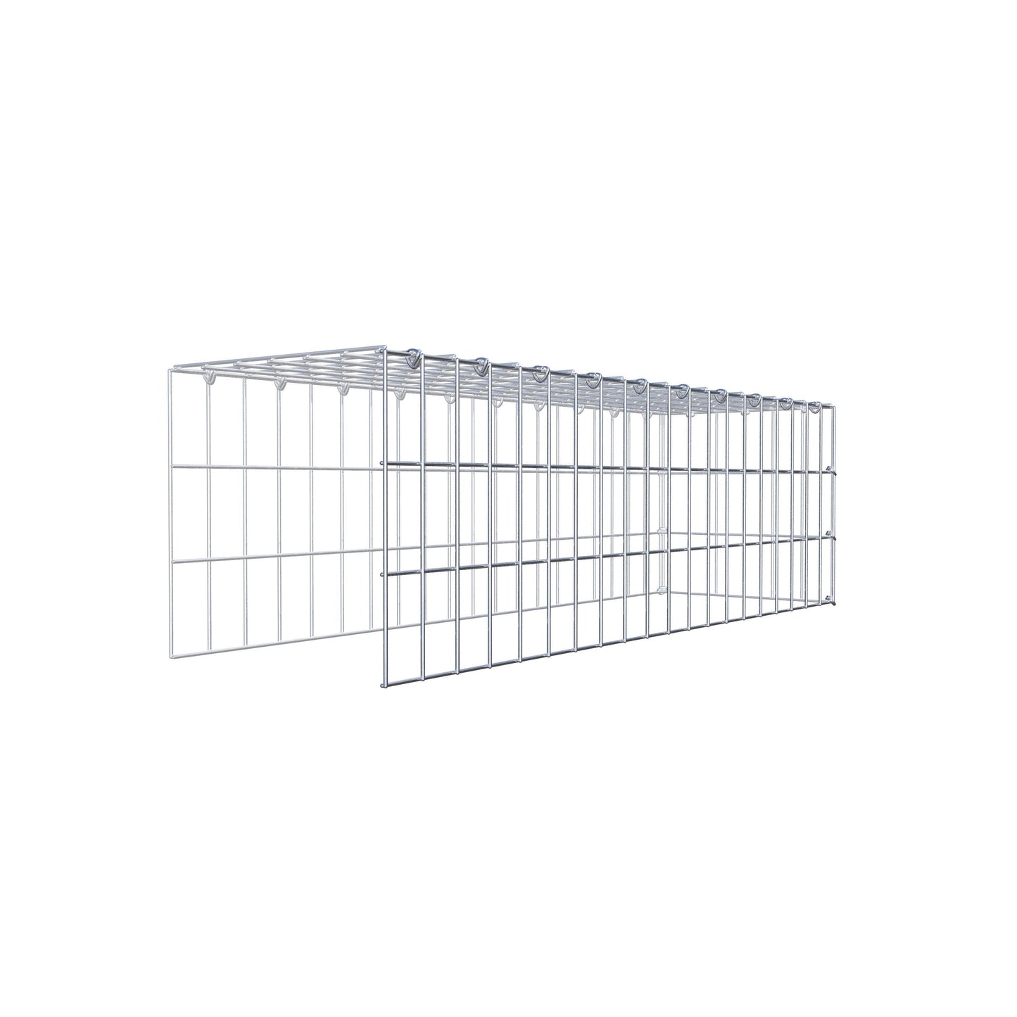 Monteret gabion type 4 100 cm x 30 cm x 30 cm (L x H x D), maskestørrelse 5 cm x 10 cm, C-ring