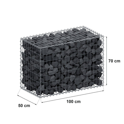 Gabion 100 cm x 70 cm x 50 cm (L x H x D), mesh size 5 cm x 10 cm, spiral