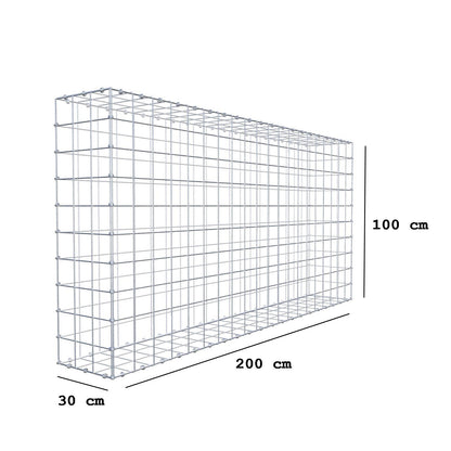 Gabione 200 cm x 100 cm x 30 cm (L x H x T), Maschenweite 10 x 10 cm, Spiralring