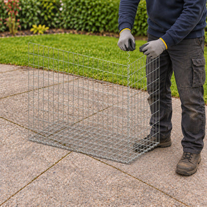 Gabion 100 cm x 90 cm x 50 cm (L x H x D), maskestørrelse 5 cm x 10 cm, spiral