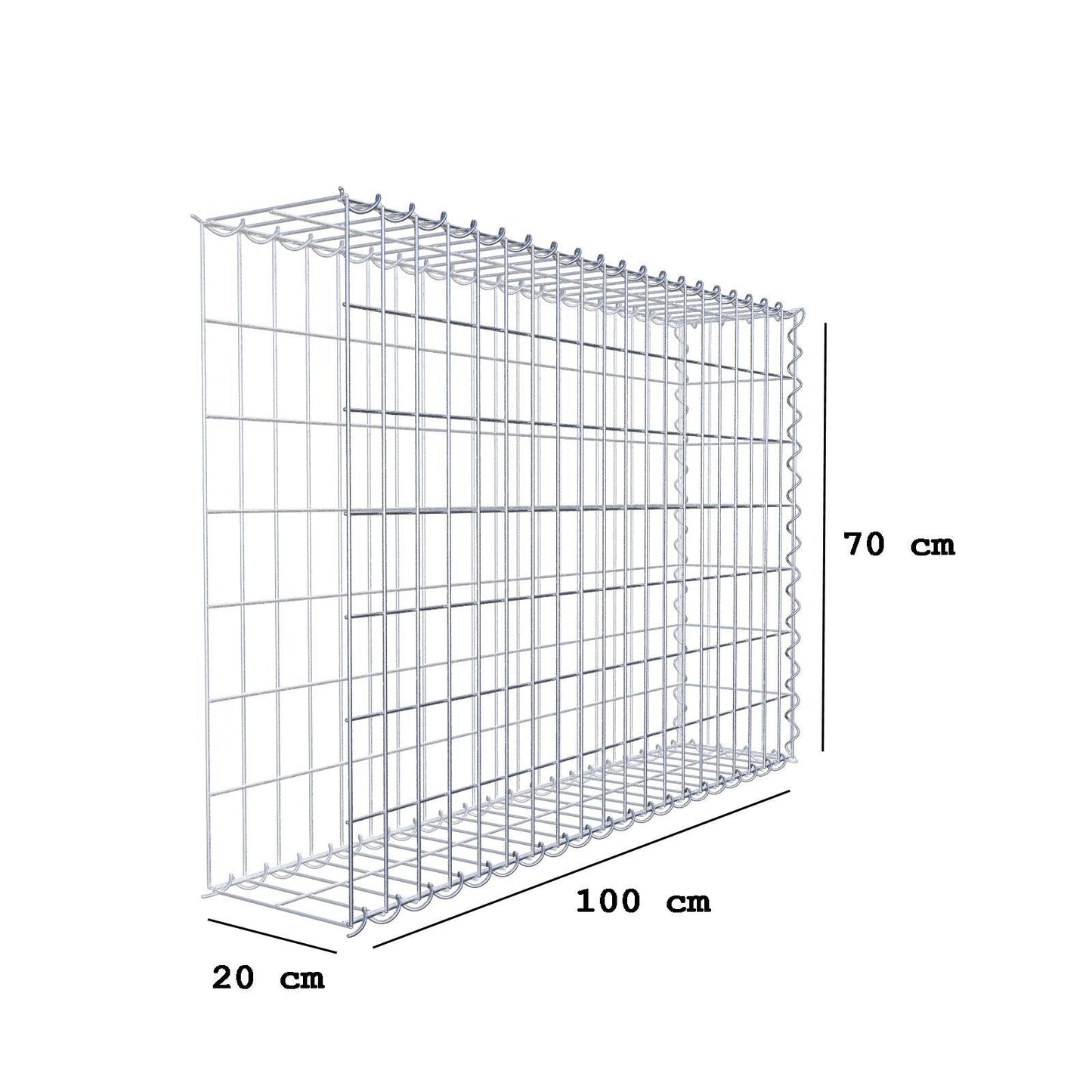 Anbaugabione Typ 2 100 cm x 70 cm x 20 cm (L x H x T), Maschenweite 5 cm x 10 cm, Spirale