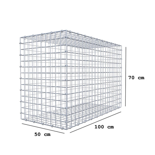 Gabião 100 cm x 70 cm x 50 cm (C x A x P), malhagem 5 x 5 cm, anel espiral