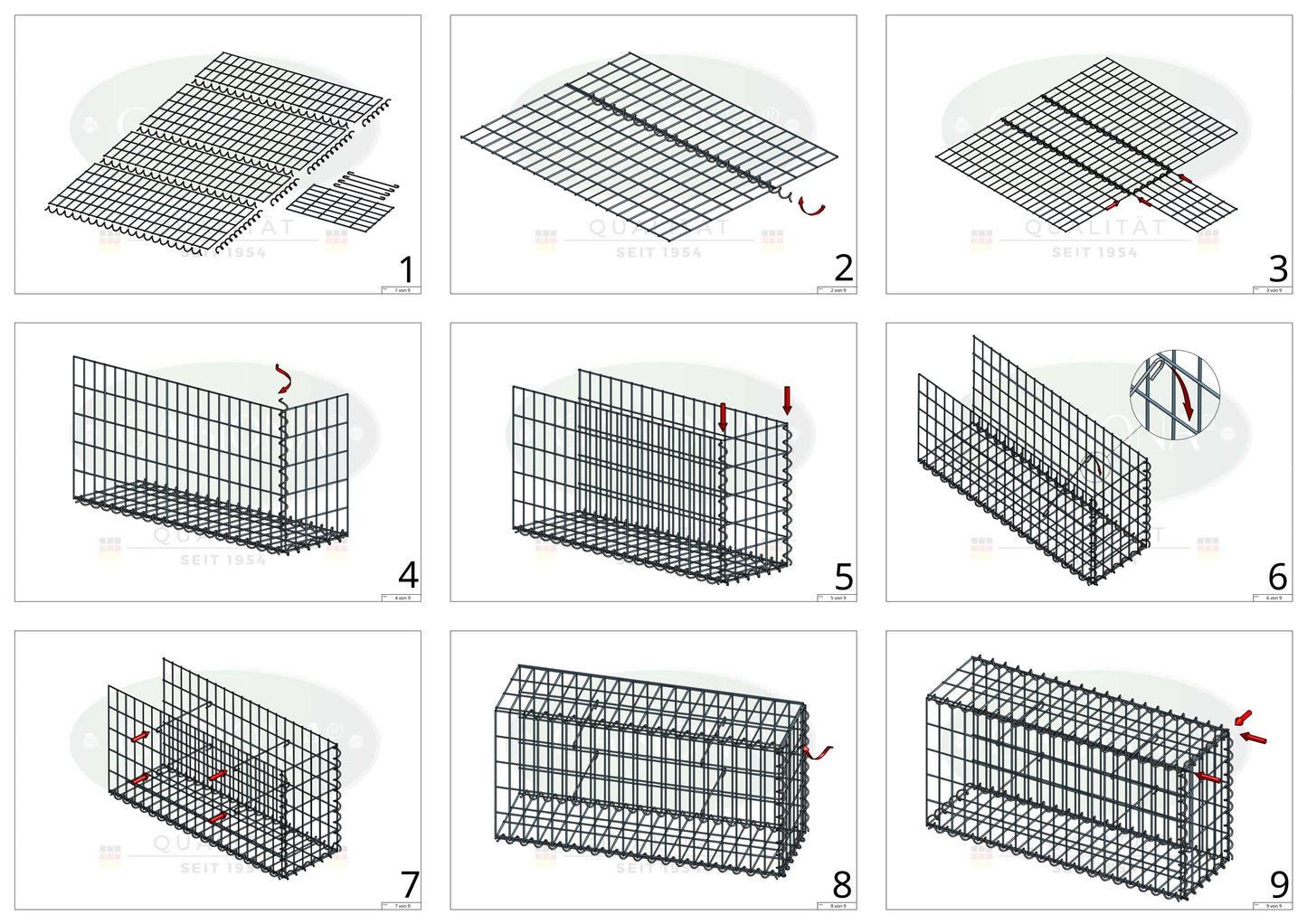 Anbaugabione Typ 2 100 cm x 100 cm x 50 cm (L x H x T), Maschenweite 5 cm x 10 cm, Spirale