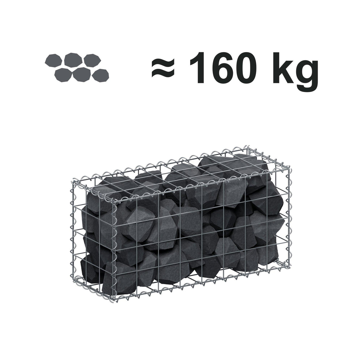 Gabion 80 cm x 40 cm x 30 cm (L x H x P), mailles 10 cm x 10 cm, spirale