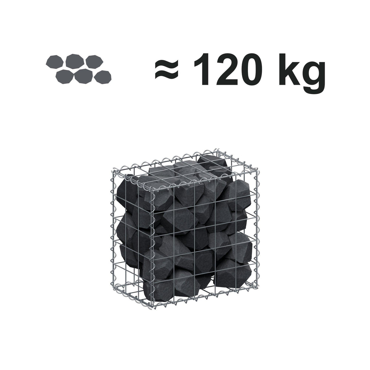 Gabion 50 cm x 50 cm x 30 cm (L x H x P), mailles 10 cm x 10 cm, spirale