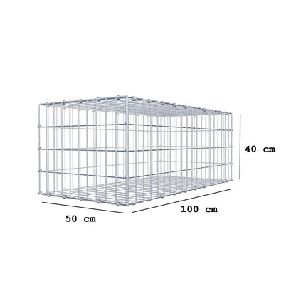 Gabião 100 cm x 40 cm x 50 cm (C x A x P), malhagem 5 x 10 cm, anel espiral