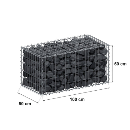 Gabione 100 cm x 50 cm x 50 cm (L x H x T), Maschenweite 5 cm x 10 cm, Spirale
