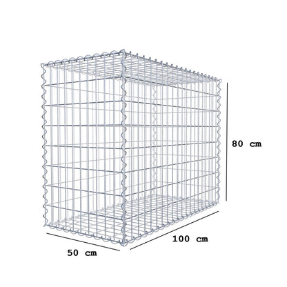 Gabião 100 cm x 80 cm x 50 cm (C x A x P), malhagem 5 cm x 10 cm, espiral