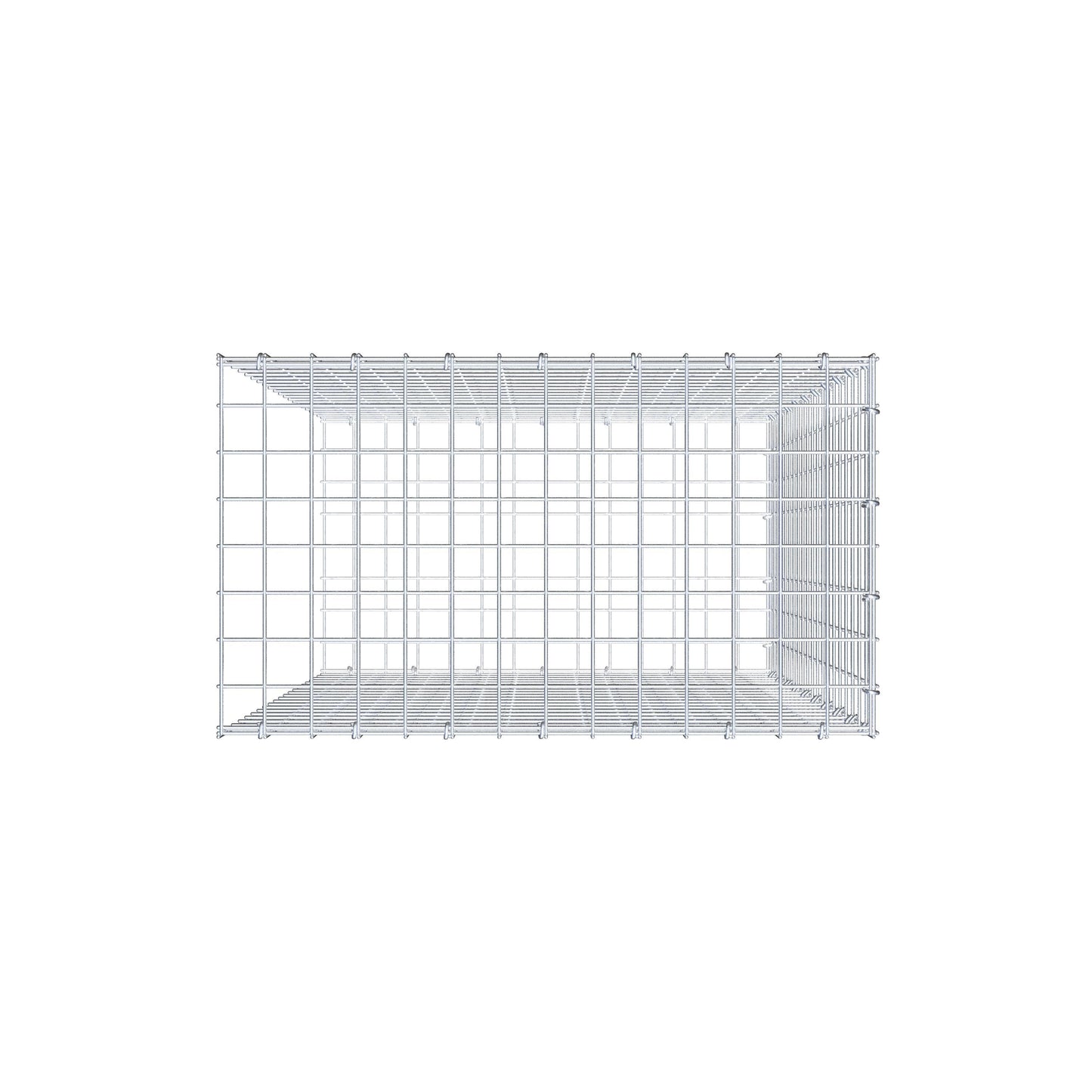 Type 2 oplegkorf 100 cm x 70 cm x 40 cm (L x H x D), maaswijdte 5 cm x 5 cm, C-ring