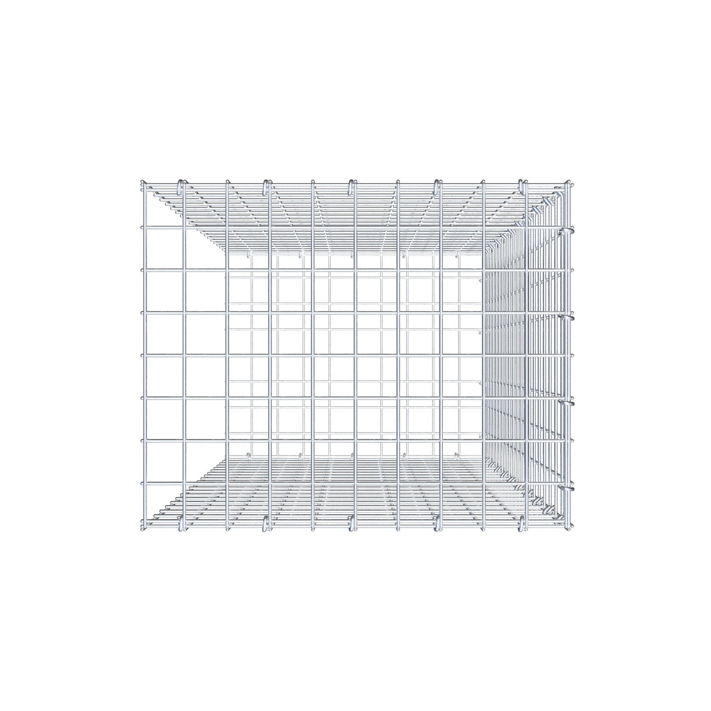 Type 2 oplegkorf 100 cm x 50 cm x 40 cm (L x H x D), maaswijdte 5 cm x 5 cm, C-ring