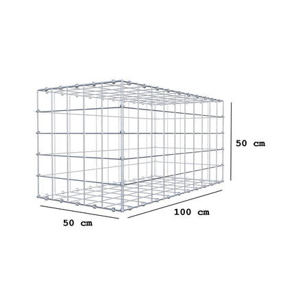 Gabion 100 cm x 50 cm x 50 cm (L x H x P), mailles 10 x 10 cm, anneau en spirale