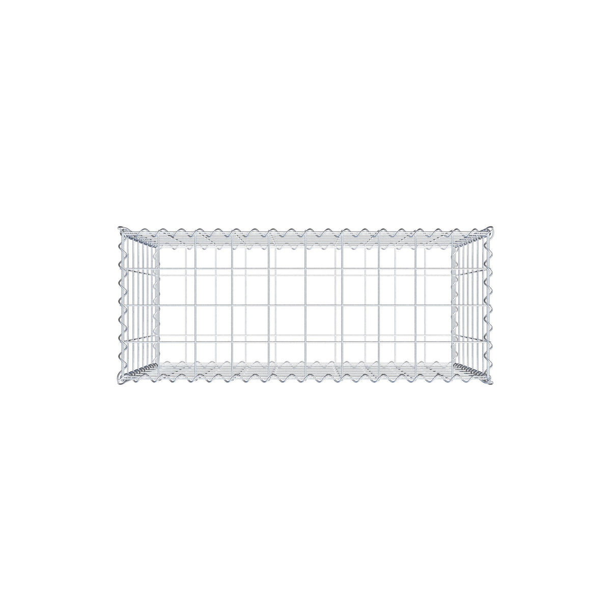 Schanskorf 100 cm x 70 cm x 40 cm (L x H x D), maaswijdte 10 cm x 10 cm, spiraalvormig