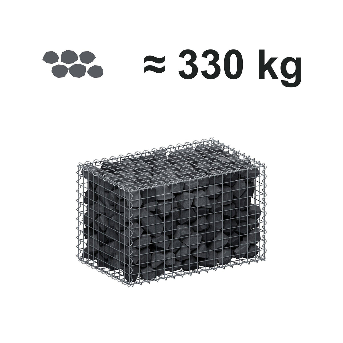 Gabião 80 cm x 50 cm x 50 cm (C x A x P), malhagem 5 cm x 5 cm, espiral